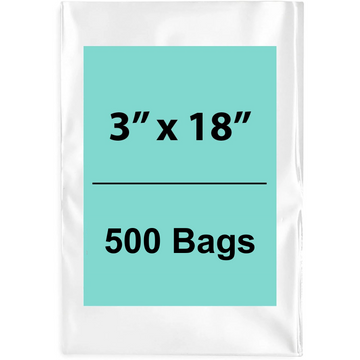 Clear Poly Bags 3"x 18" 1.5 Mil 500 Bags